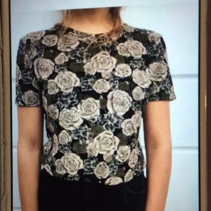 VTG floral printed mesh blouse